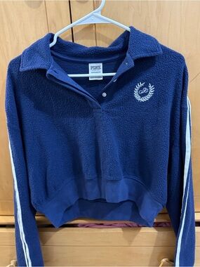 VS PINK Cropped Fleece Pullover Sweater